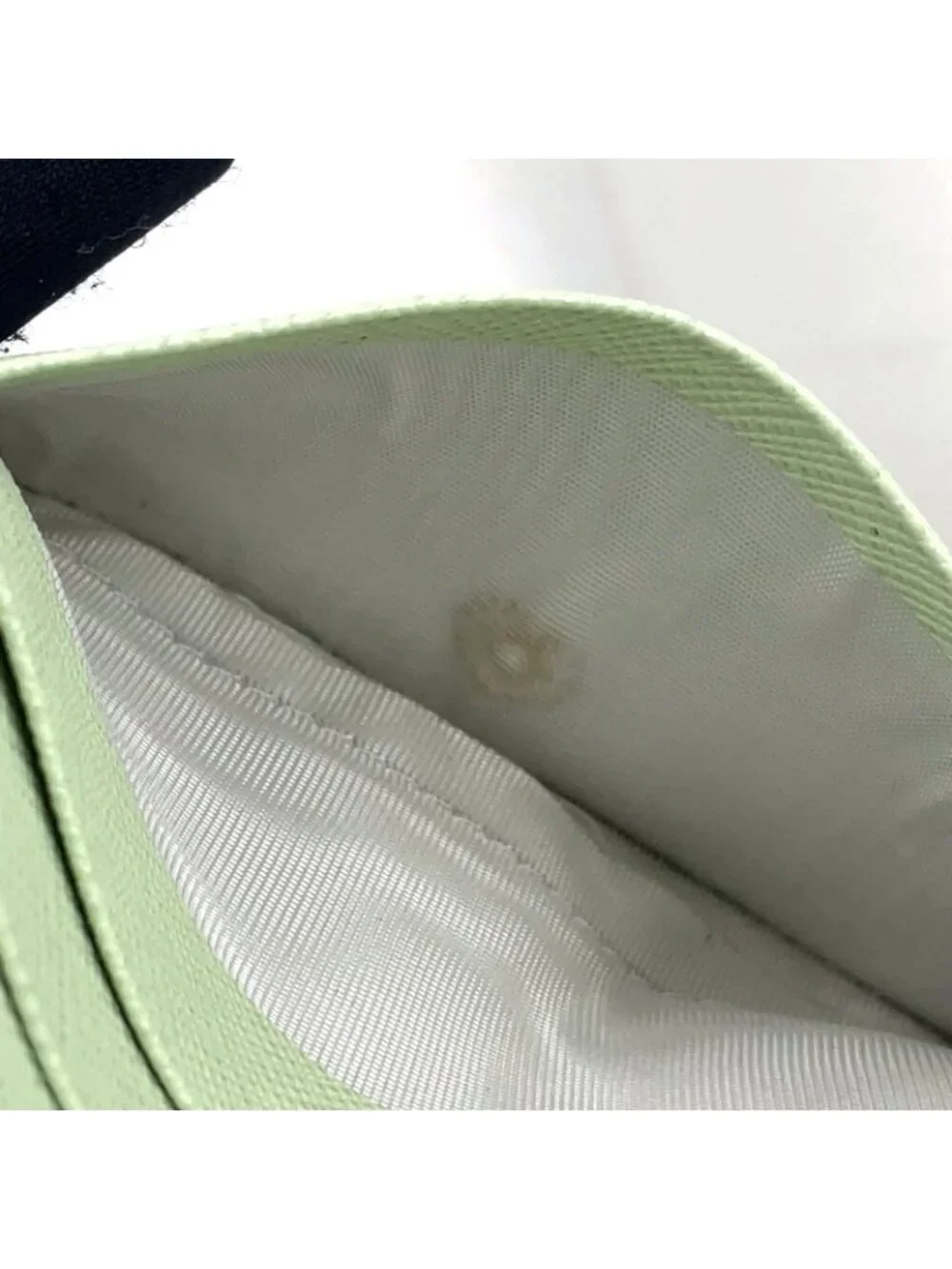 Prada Saffiano Wallet Leather Light Green Triang Silver